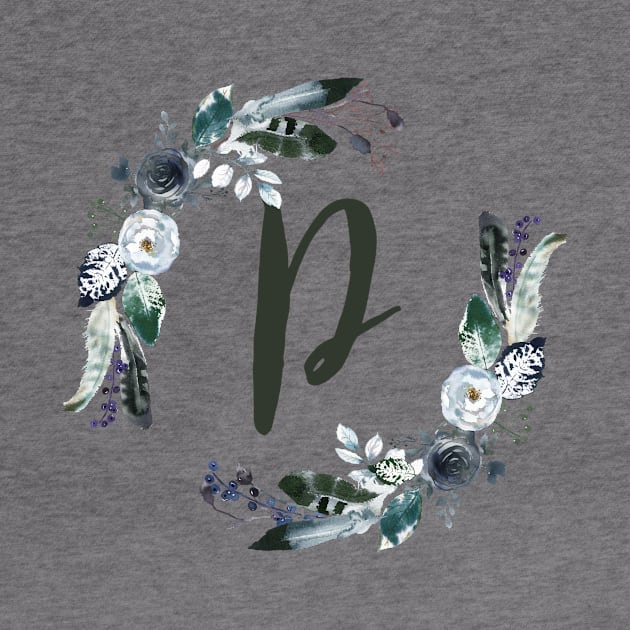 Floral Monogram P Dark Bohemian Flora by floralmonogram